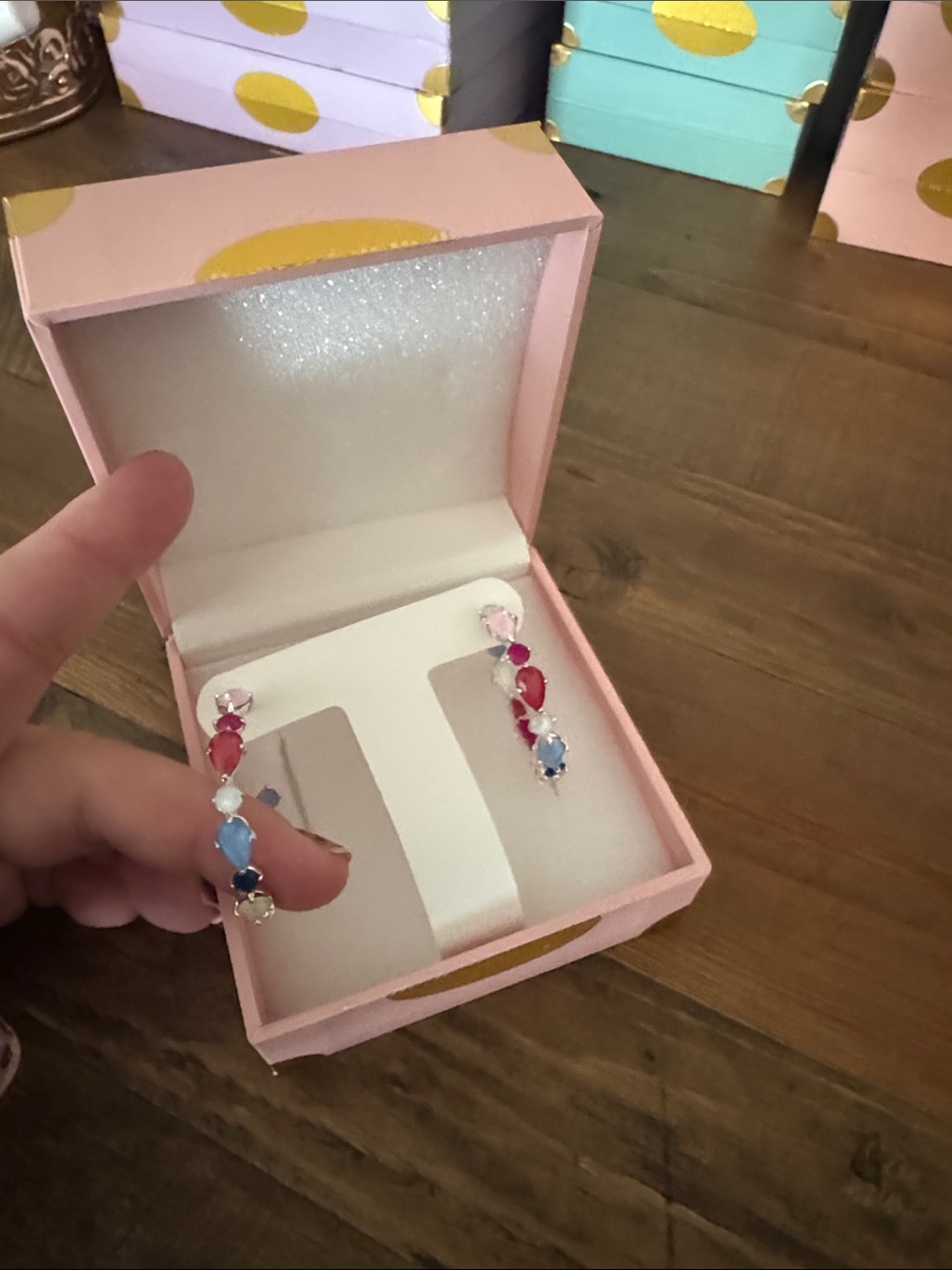 Multicolor Tokyo Pop Drop Hoop Earrings - Pink, Red, Blue & White